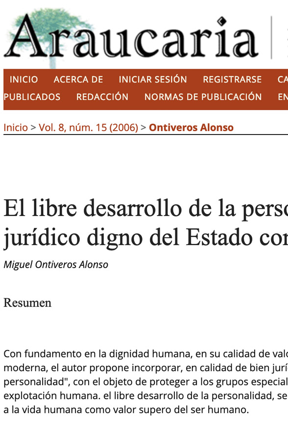 El libre desarrollo de la personalidad (un bien jurídico digno del Estado constitucional) Araucaria