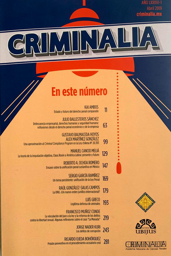 Prisión preventiva en el procedimiento acusatorio oral CRIMINALIA