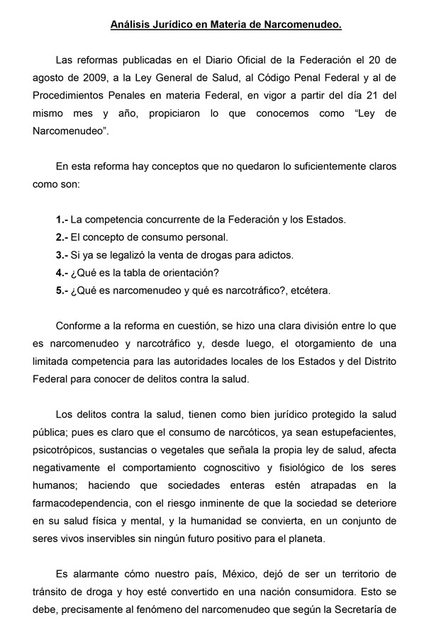 Análisis Jurídico en Materia de Narcomenudeo Articulo