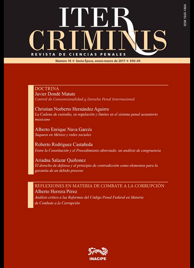 ITER CRIMINIS No. 12. Sexta Epoca. Revista de Ciencias Penales