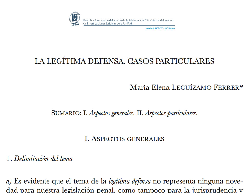 Legitima Defensa, Casos Particulares