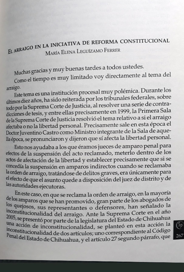 El arraigo en la iniciativa de Reforma Constitucional María Elena Leguízamo Ferrer